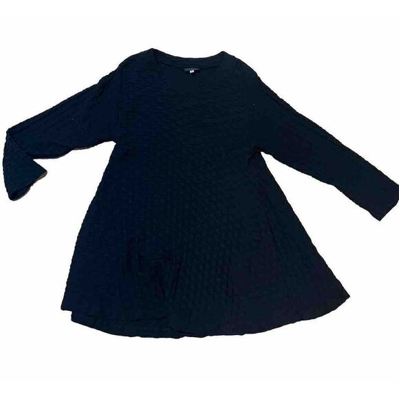 EDW Spirithouse Womens Medium A-Line Tunic Dress Black Ripple Textured Pockets - Picture 7 of 9